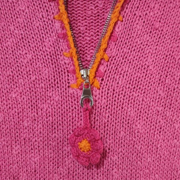 Women's Quacker Factory Pink Swim Cover Embroidered With Hood Size XS - Picture 4 of 6